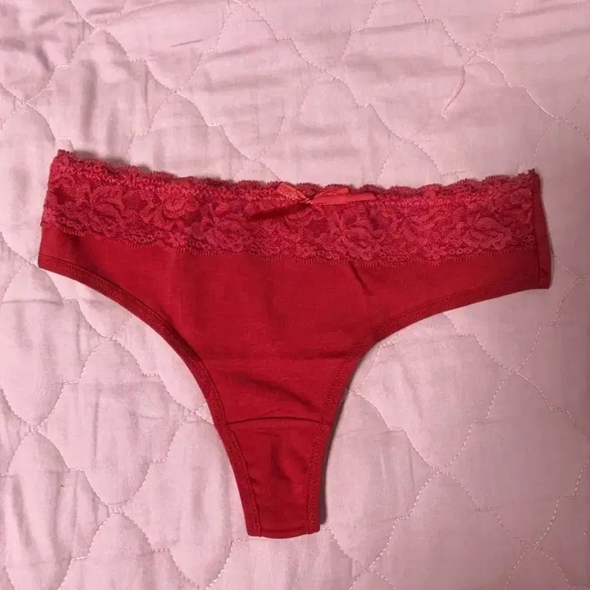 [BUNJANG] Red Lace Thong Panty / (지퍼백 밀봉) 레이스티팬티 레드