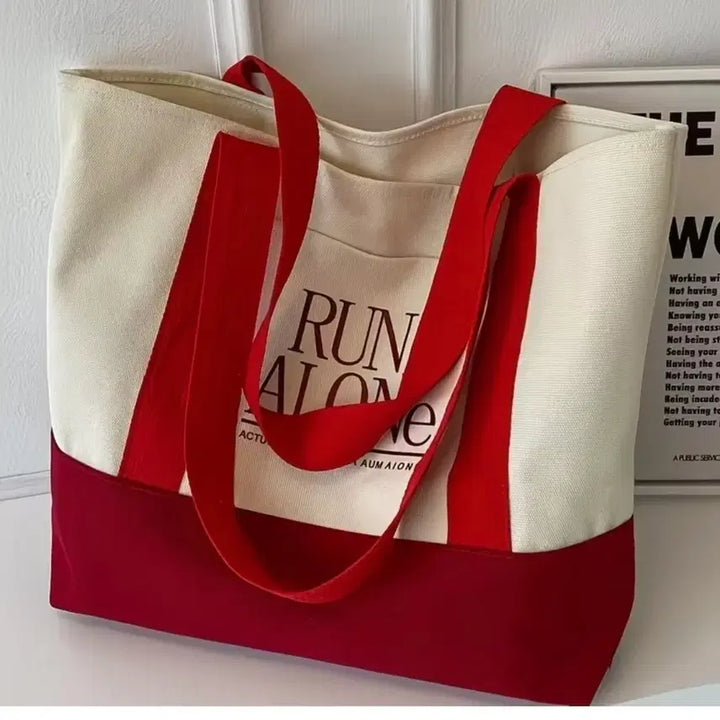 [BUNJANG] Canvas Tote Bag Red/Ivory / 캔버스 토트백 레드/아이보리(새상품)