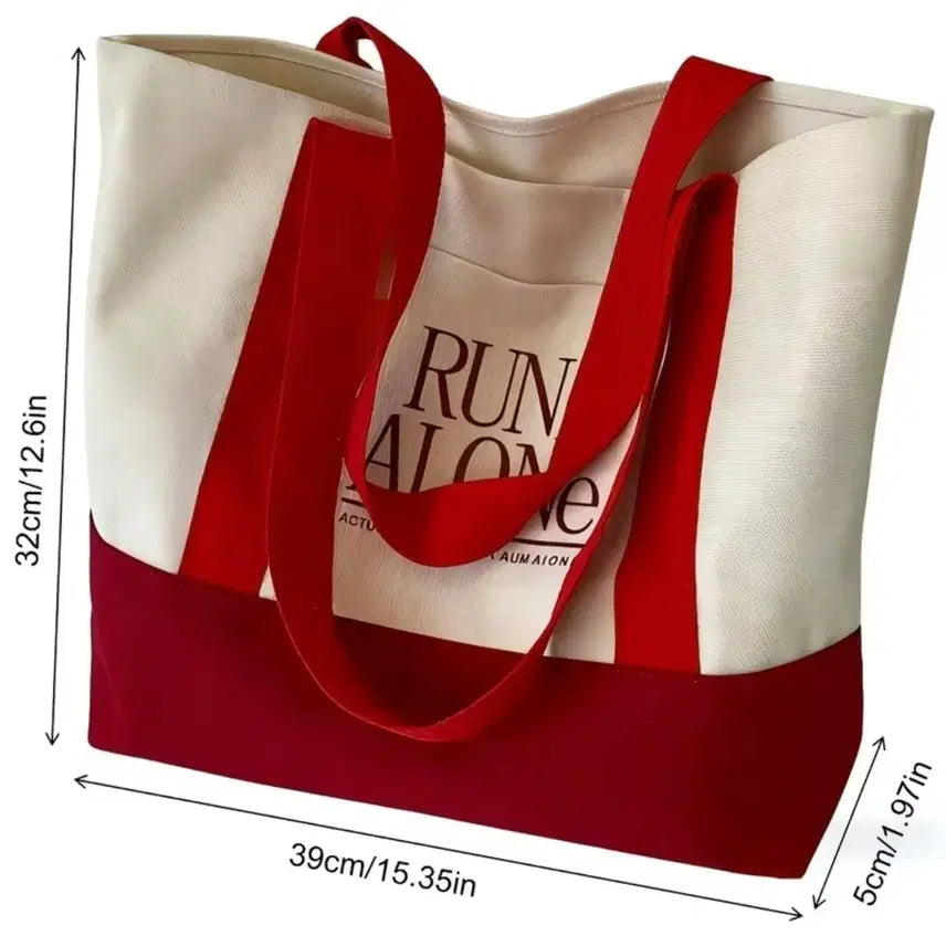 [BUNJANG] Canvas Tote Bag Red/Ivory / 캔버스 토트백 레드/아이보리(새상품)