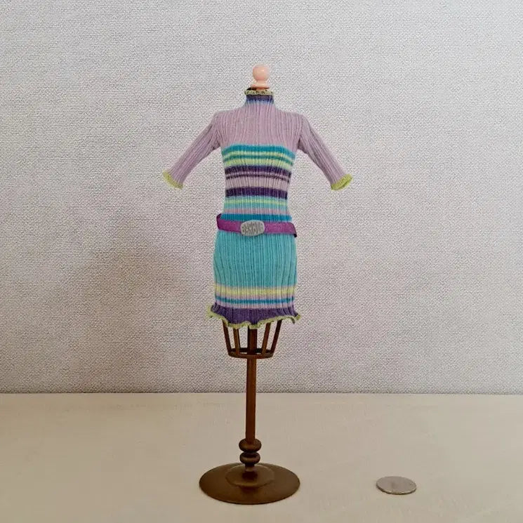 [BUNJANG] Retro Colorful Barbie Knit Dress / 레트로 컬러풀 바비 니트 원피스
