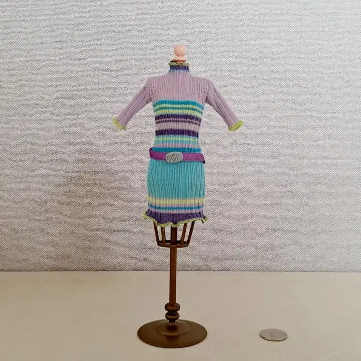 [BUNJANG] Retro Colorful Barbie Knit Dress / 레트로 컬러풀 바비 니트 원피스