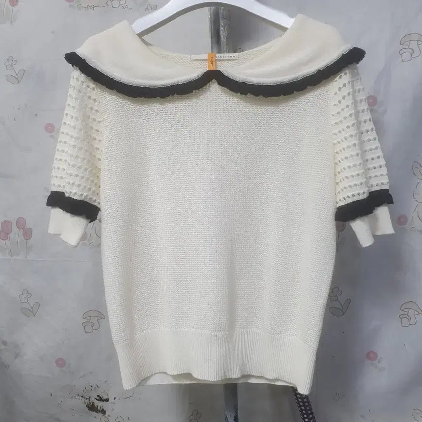 [BUNJANG] Lenibon Sailor Ruffle Collar Knit T-Shirt / 레니본    세일러   러플  카라   니트  티셔츠