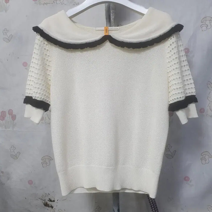 [BUNJANG] Lenibon Sailor Ruffle Collar Knit T-Shirt / 레니본    세일러   러플  카라   니트  티셔츠