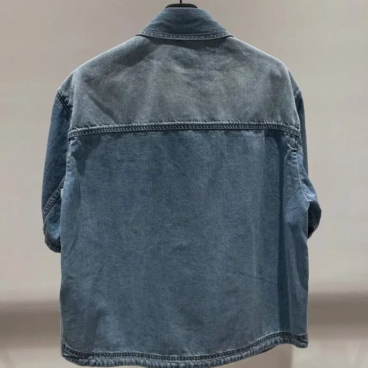 [BUNJANG] Solid Homme 25SS Denim Short Sleeve Shirt Size 46 / 솔리드옴므 데님 반팔 셔츠 25SS 46 사이즈