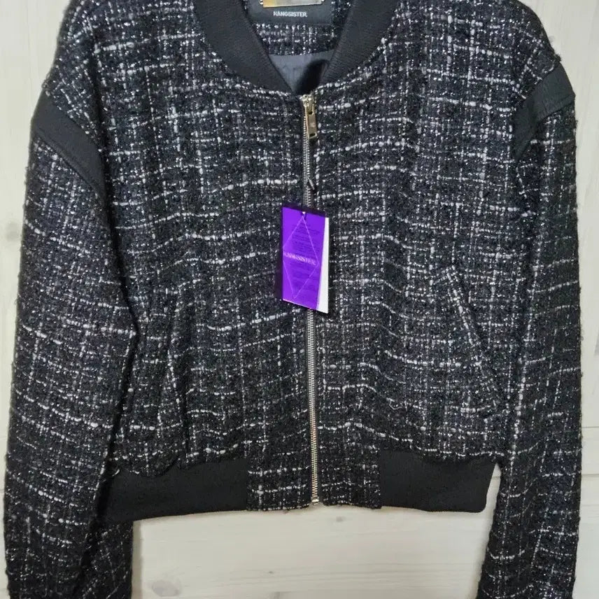 [BUNJANG] Kangsi Jaye Bamtweed Bomber Jacket Black / 강자매 문트위드 봄버 자켓 블랙