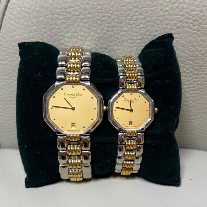 [BUNJANG] Vintage Christian Dior Octagon Two-Tone Watch Set (2 Pieces) / 빈티지 크리스찬 디올 옥타곤 투톤 시계 2점 세트