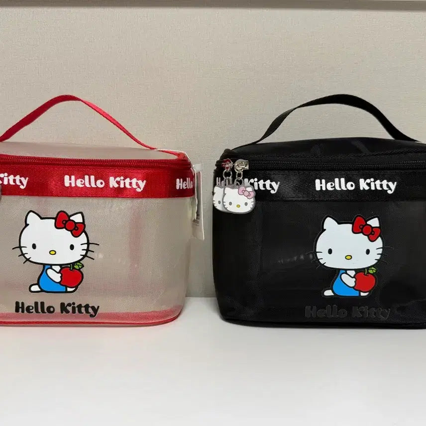 [BUNJANG] Hello Kitty Mesh Pouch &amp; Handbag Set (2 Types) / 헬로키티 메쉬 파우치 손가방 2종 세트