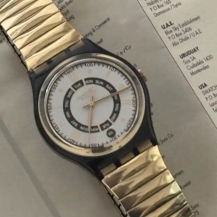 [BUNJANG] Swatch AG 1994 Day Date Gold Vintage Watch / 스와치 AG 1994 Day Date gold