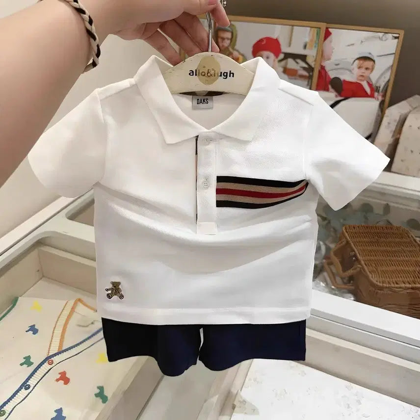 [BUNJANG] Daks Baby Short-Sleeve Collar T-Shirt Set (White) / (새)닥스베이비 반팔 카라티 세트 1번