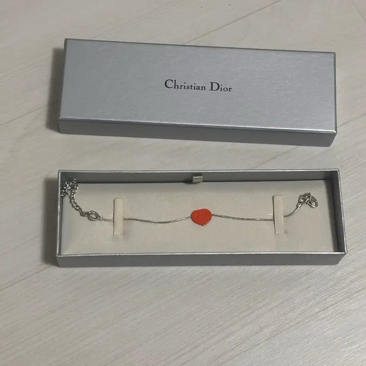 [BUNJANG] Christian Dior Silver Vintage Chain Bracelet with Orange Accent Pendant / 크리스찬 디올 은색 팔찌 빈티지