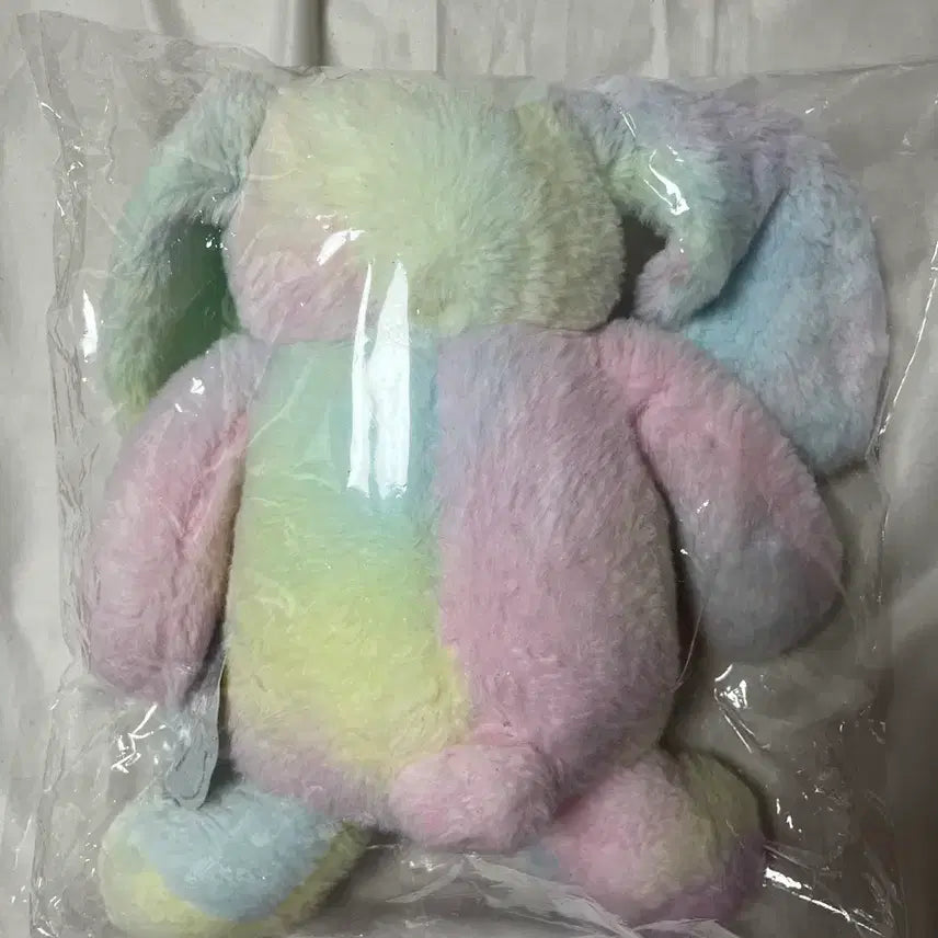 [BUNJANG] Rainbow Rabbit Plush Toy / 레인보우색 토끼인형 애착인형 새상품