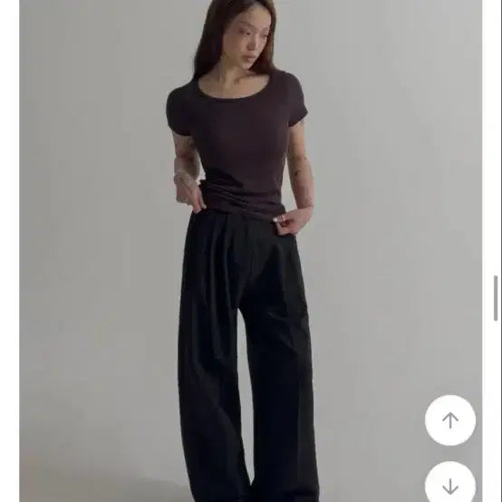[BUNJANG] XL Wide Slacks Black / 빅사이즈 와이드 슬랙스 블랙