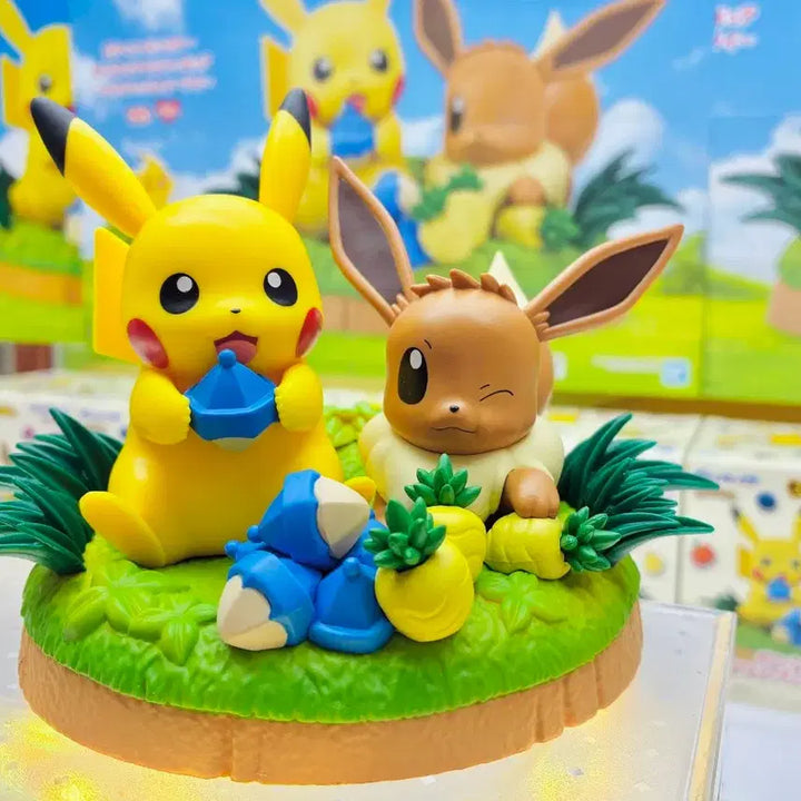 [BUNJANG] Pokemon Mogumogu Time Figure Pikachu &amp; Eevee / 포켓몬스터 모구모구 타임 피규어 피카츄 &amp; 이브이