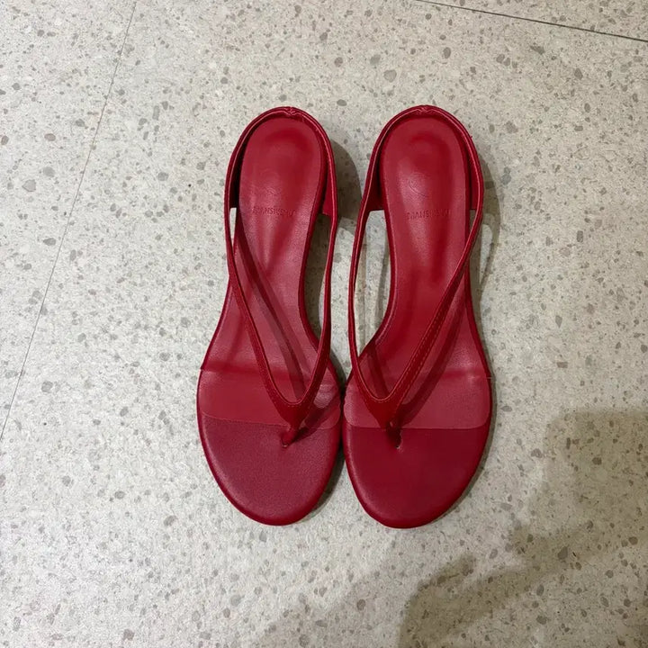 [BUNJANG] Red Wedge Flip-Flops (230mm) / 웨지 쪼리 230 새상품