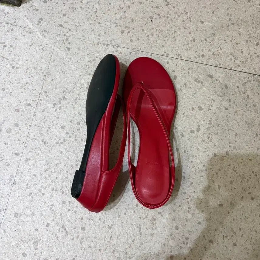[BUNJANG] Red Wedge Flip-Flops (230mm) / 웨지 쪼리 230 새상품