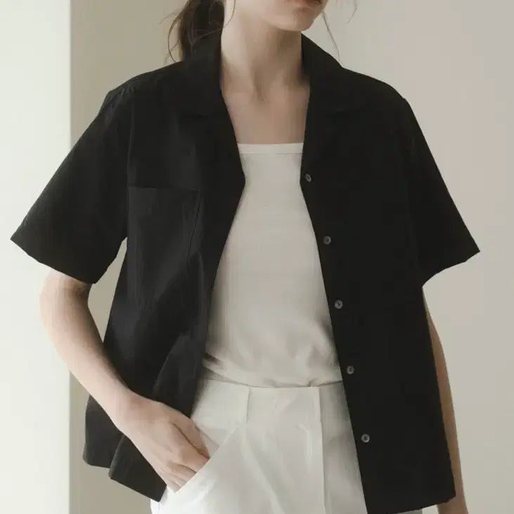 [BUNJANG] TOLO V-Neck Black Short-Sleeve Shirt / tolo 톨로 브이넥 블랙 반팔셔츠 판매