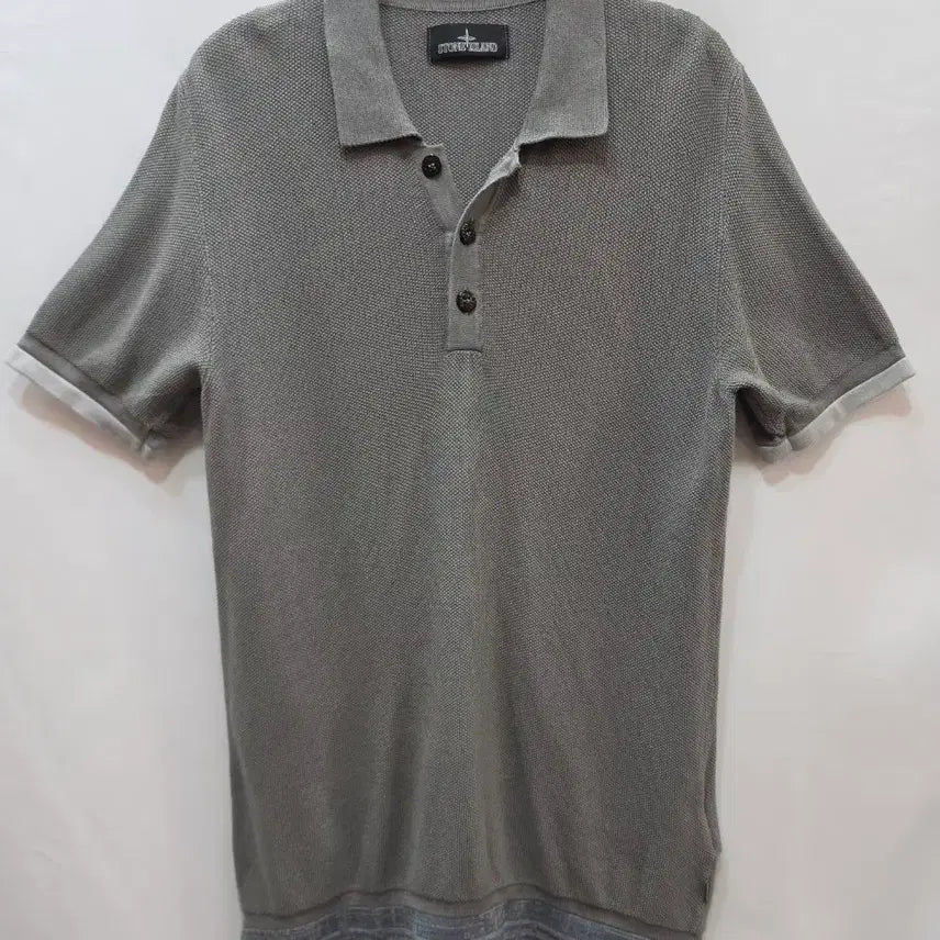 [SOLD OUT] (정품)스톤아일랜드 남성 그레이 반팔 카라 니트티