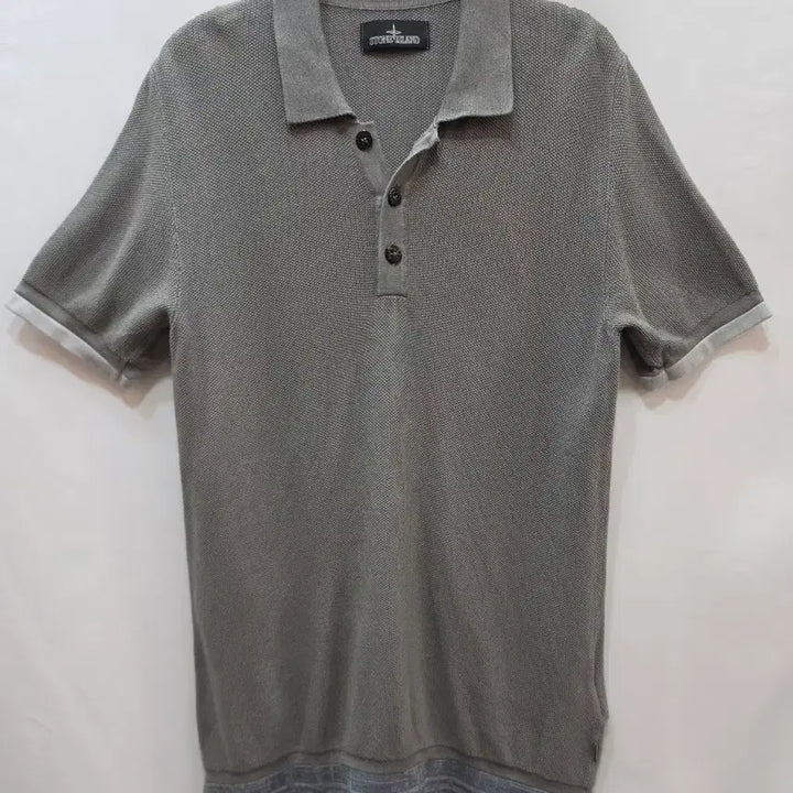 [SOLD OUT] (정품)스톤아일랜드 남성 그레이 반팔 카라 니트티