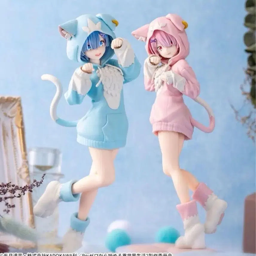 [BUNJANG] SEGA Re:Zero Ram &amp; Rem Fluffy Figure Bundle Set / 세가 리제로 렘 람 모후모후 피규어 일괄