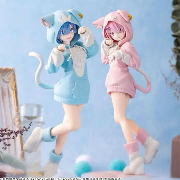 [BUNJANG] SEGA Re:Zero Ram &amp; Rem Fluffy Figure Bundle Set / 세가 리제로 렘 람 모후모후 피규어 일괄
