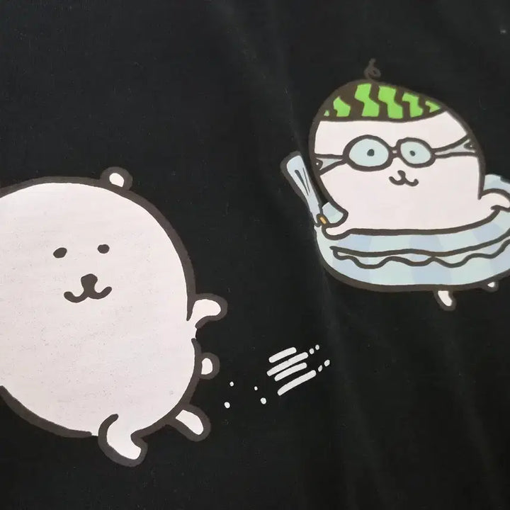 [BUNJANG] SPAO Nongdamgom Damgom Short-Sleeve T-Shirt M Watermelon Gom Tube Gom Black / 스파오 농담곰 담곰이 반팔 티셔츠 M 수박곰 튜브곰 블랙
