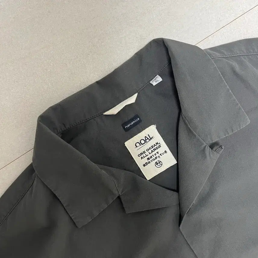[BUNJANG] nanamica Open Collar Shirt Charcoal XL / 나나미카 오픈 칼라 셔츠 차콜 XL