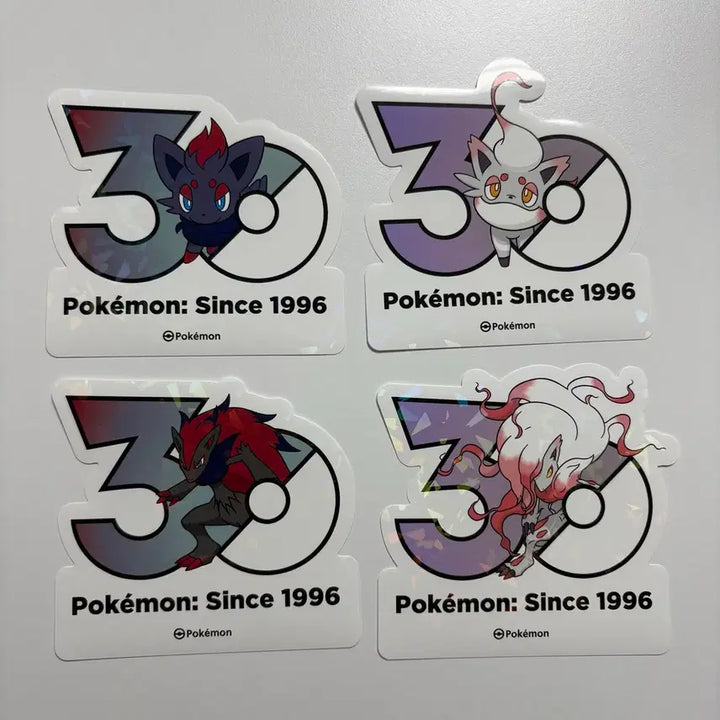 [BUNJANG] Pokemon 30th Anniversary Logo Sticker Set (Zorua, Hisuian Zorua, Zoroark, Hisuian Zoroark) / 포켓몬 30주년 로고스티커 조로아 히스이조로아 조로아크 히스이조로아크