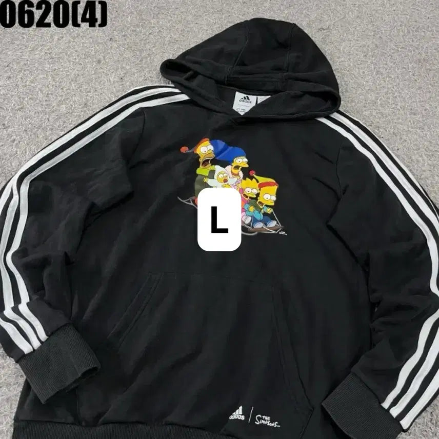 [BUNJANG] Adidas Simpsons Collaboration Black Hoodie / [L] 아디다스 | 블랙 후드 티셔츠 심슨 콜라보 (빈티지 0620)