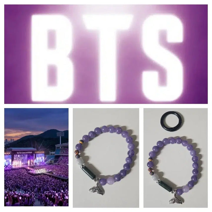[BUNJANG] BTS Amethyst Gemstone Bracelet / 방탄 BTS 테마 자수정 원석 팔찌