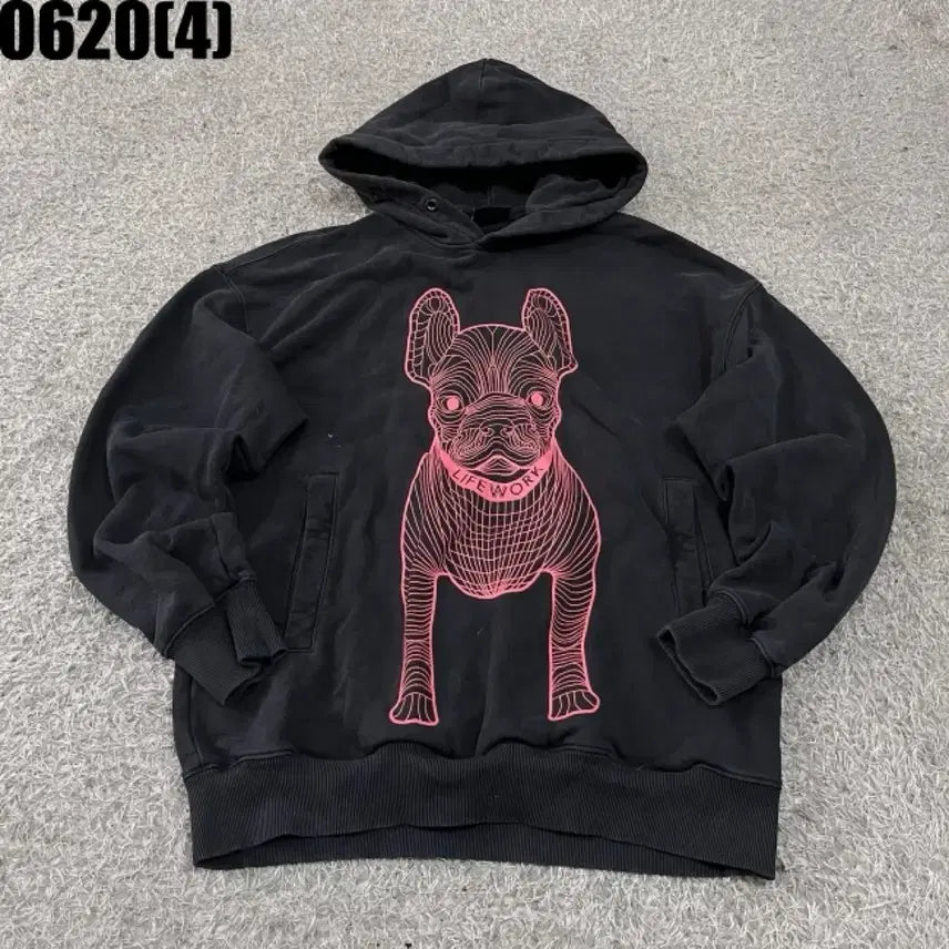 [BUNJANG] LifeWork Vintage Black Hoodie T-shirt (0620) / [S] 라이프워크 | 블랙 후드 티셔츠 (빈티지 0620)