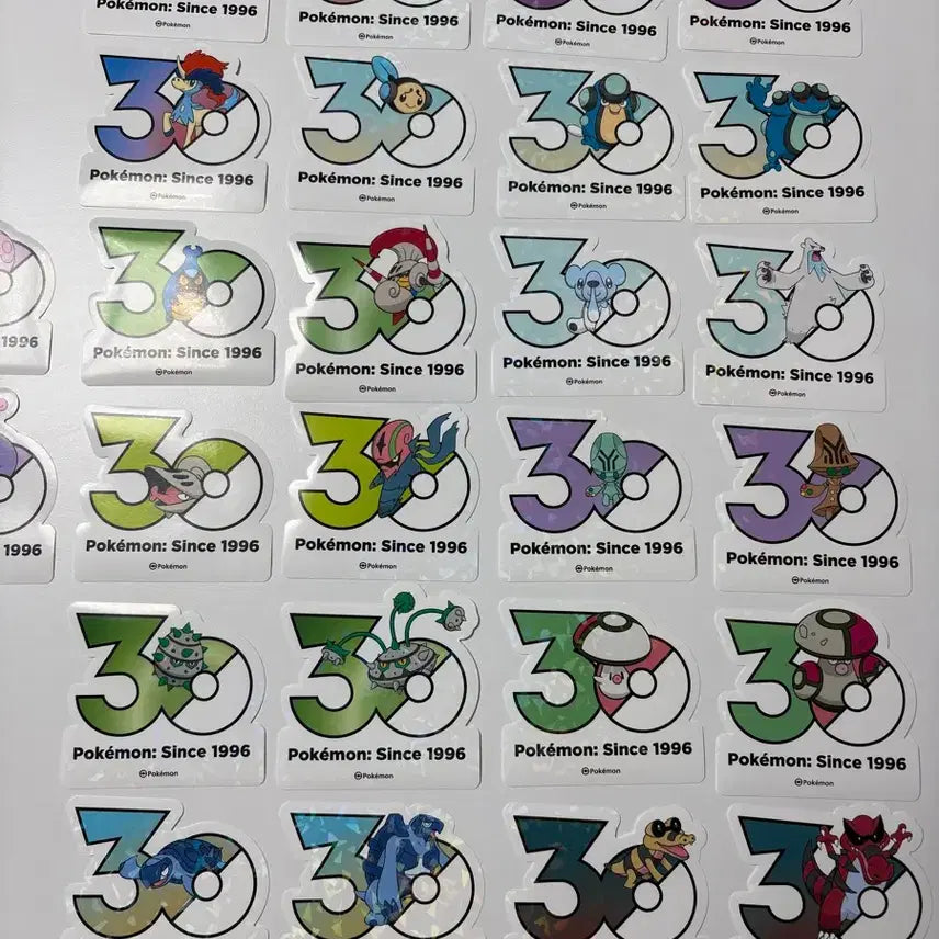 [BUNJANG] Pokemon 30th Anniversary Logo Sticker Set (Various Generations) / 포켓몬 30주년 로고스티커 5세대 세트 3000원