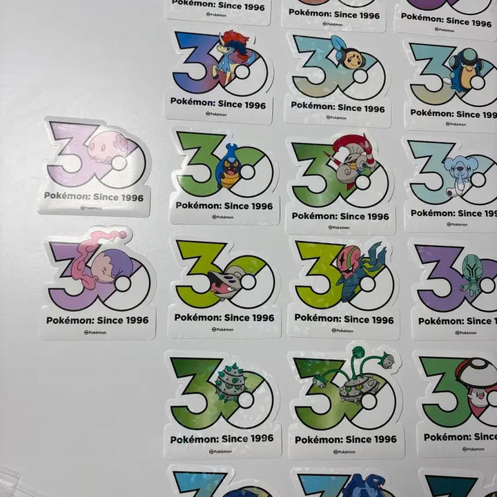 [BUNJANG] Pokemon 30th Anniversary Logo Sticker Set (Various Generations) / 포켓몬 30주년 로고스티커 5세대 세트 3000원