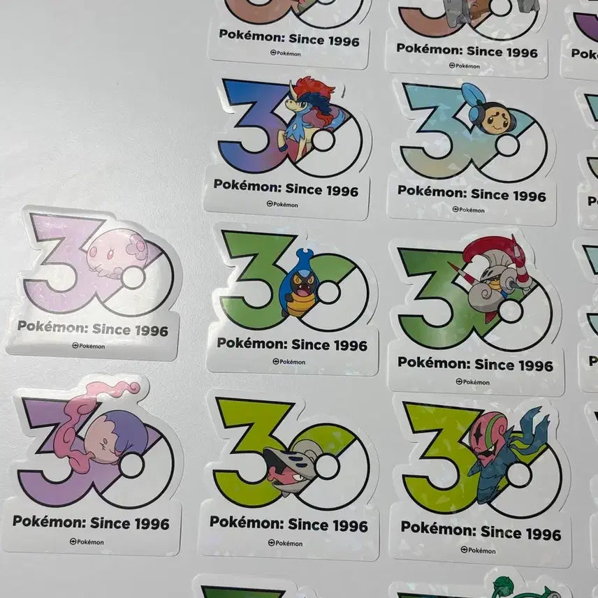 [BUNJANG] Pokemon 30th Anniversary Logo Sticker Set (Various Generations) / 포켓몬 30주년 로고스티커 5세대 세트 3000원