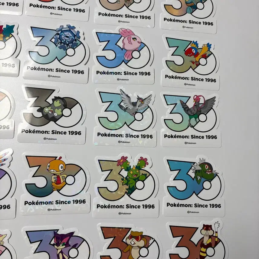 [BUNJANG] Pokemon 30th Anniversary 3D Logo Sticker Set (Gen 5) / 포켓몬 30주년 로고스티커 5세대 세트 2000원
