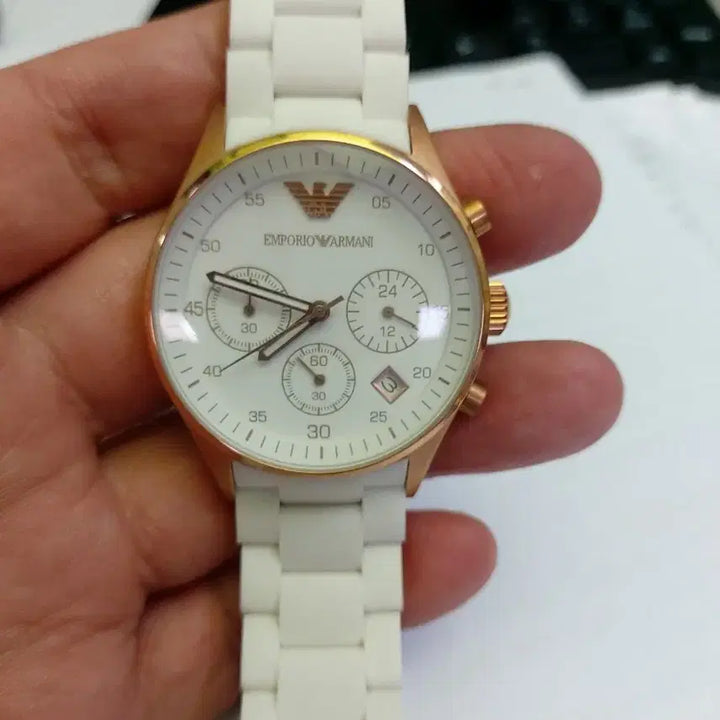 [BUNJANG] Emporio Armani Watch White Rose Gold / 엠포리오 아르마니 시계 화이트 로즈골드