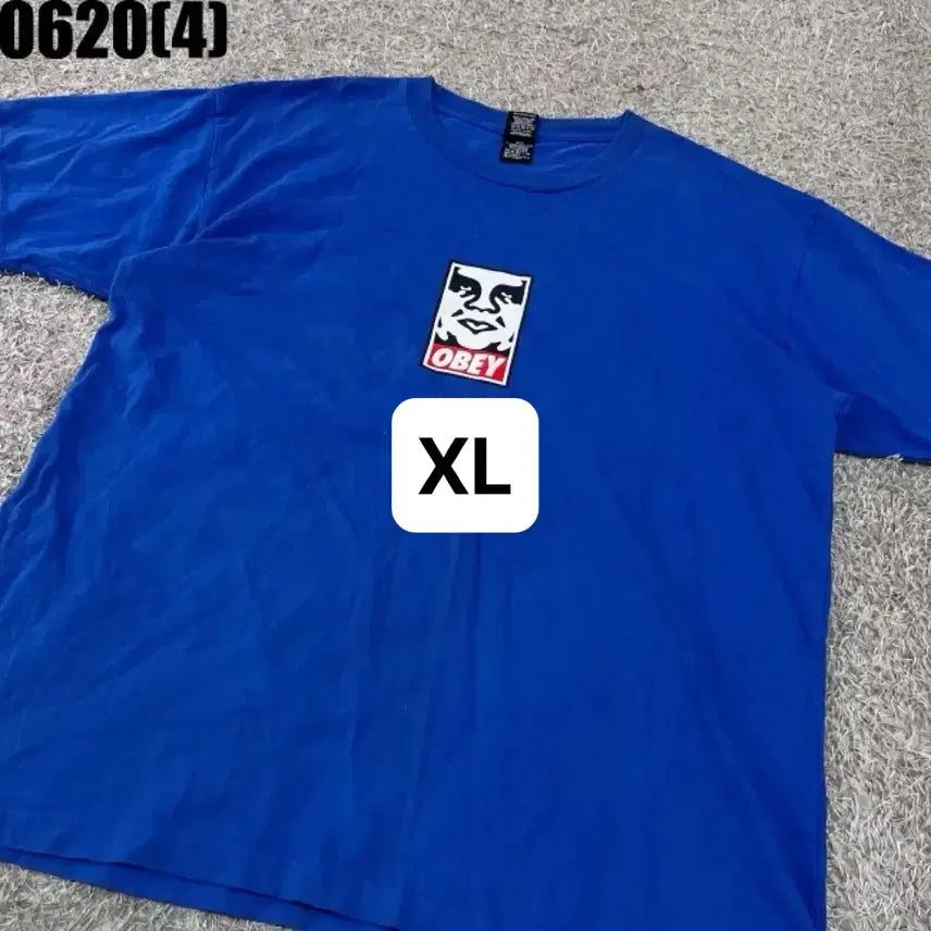 [BUNJANG] OBEY Blue Short Sleeve T-Shirt (Vintage 0620) / [XL] 오베이 | 블루 반팔 티셔츠 (빈티지 0620)