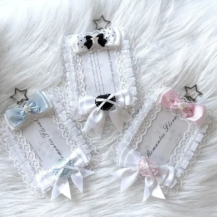 [BUNJANG] Handmade Lace Ribbon Photocard Holder Keychain / 레이스 리본 포카 케이스 키링 / 이타백 꾸미기 / 핸드메이드