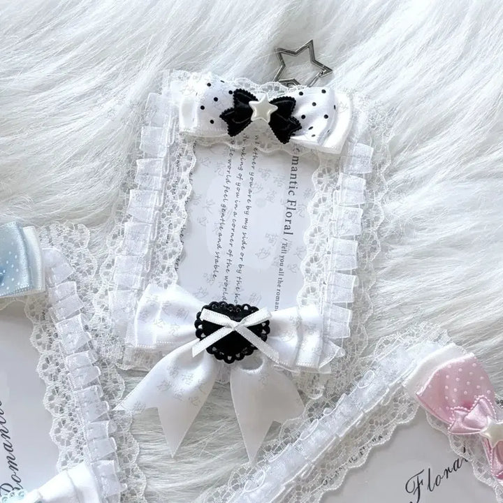 [BUNJANG] Handmade Lace Ribbon Photocard Holder Keychain / 레이스 리본 포카 케이스 키링 / 이타백 꾸미기 / 핸드메이드