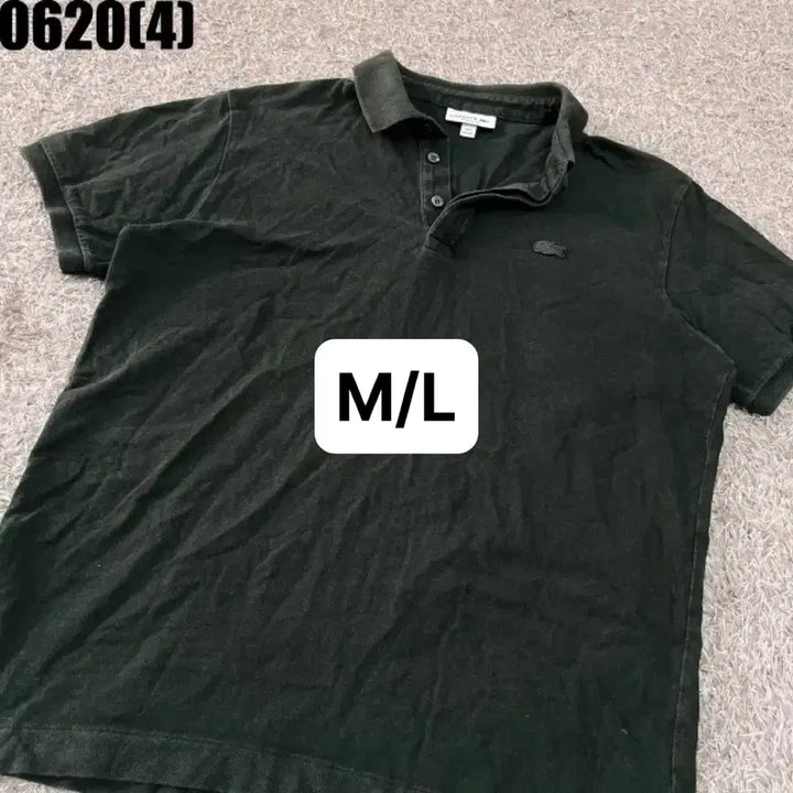 [BUNJANG] Lacoste Black Short Sleeve Polo T-Shirt (Vintage 0620) / [M/L] 라코스테 | 블랙 반팔 카라 티셔츠 (빈티지 0620)