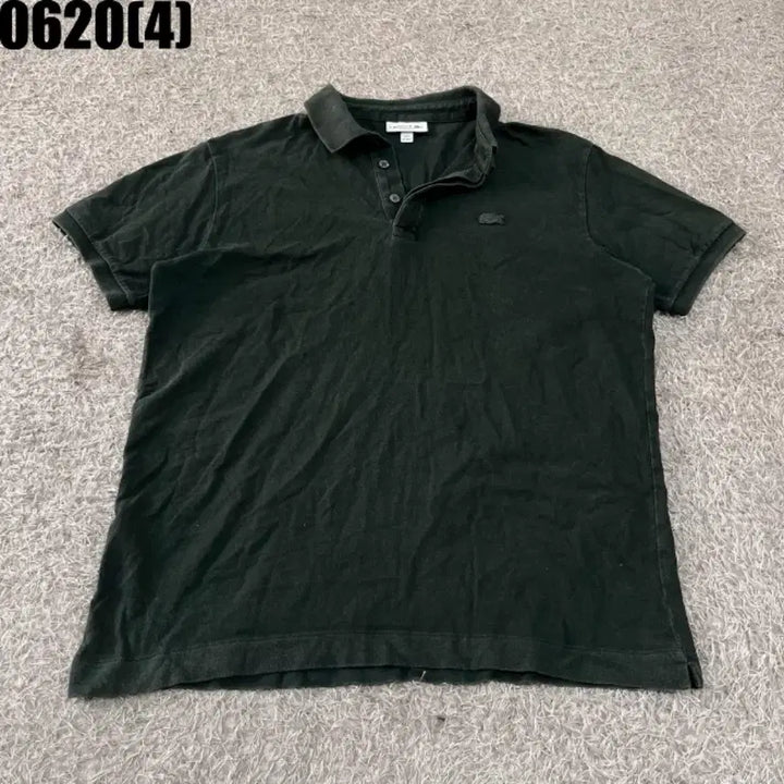 [BUNJANG] Lacoste Black Short Sleeve Polo T-Shirt (Vintage 0620) / [M/L] 라코스테 | 블랙 반팔 카라 티셔츠 (빈티지 0620)