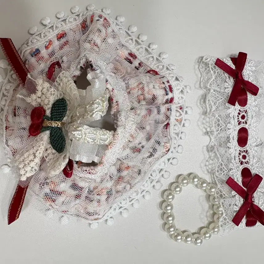 [BUNJANG] Skullpanda 13cm Doll Clothes Cherry Dress / 스컬판다 13센치인형옷 체리원피스 인형X