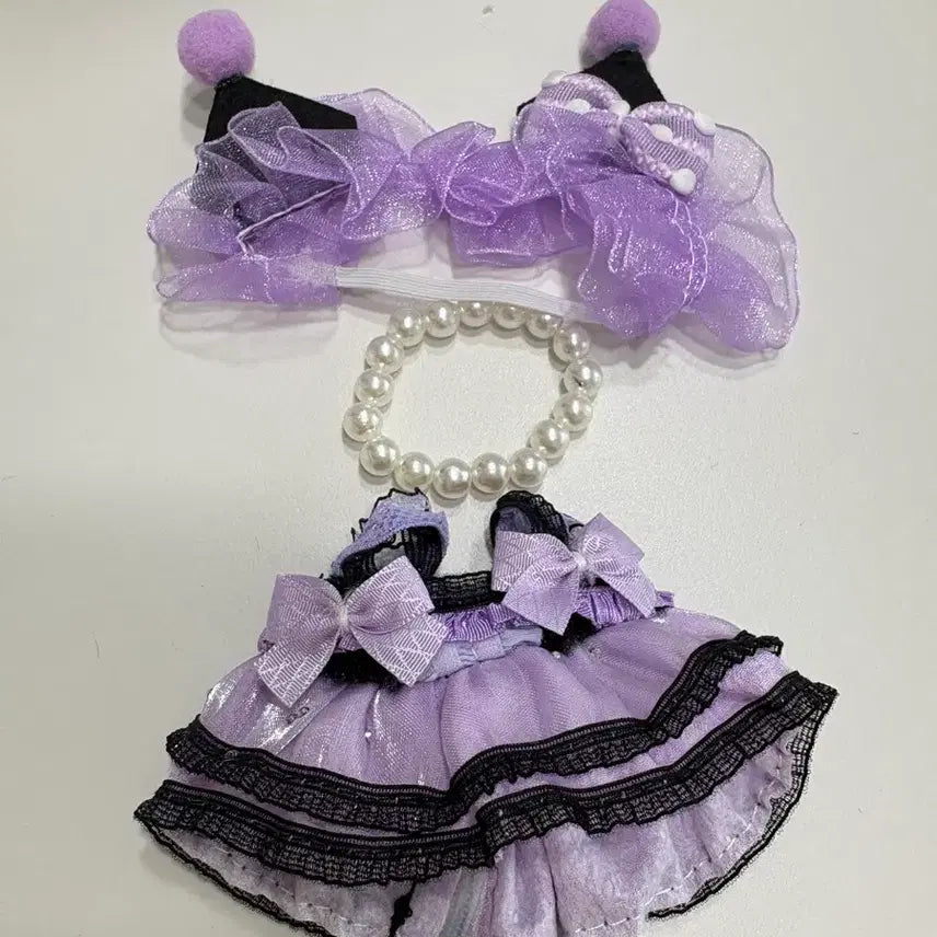 [BUNJANG] Skullpanda 13cm Doll Clothes Set Kuromi Dress / 스컬판다 13센치인형옷 쿠로미원피스 인형X
