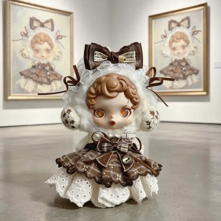 [BUNJANG] Skullpanda 13cm Doll Clothes Check Brown Dress / 스컬판다 13센치인형옷 체크브라운원피스 인형X