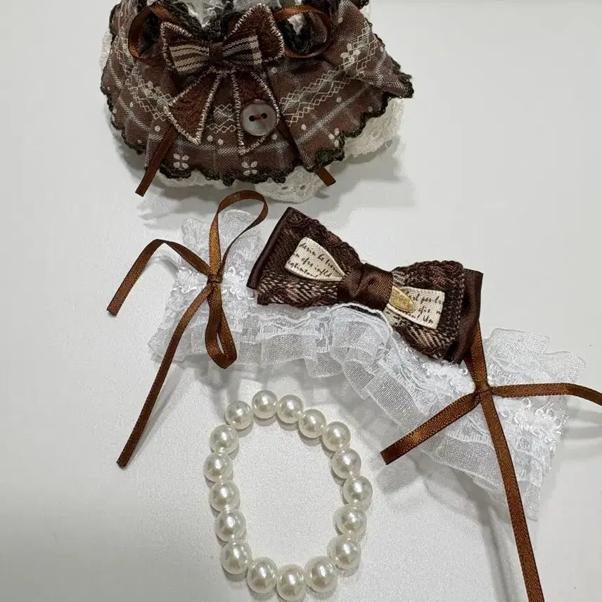 [BUNJANG] Skullpanda 13cm Doll Clothes Check Brown Dress / 스컬판다 13센치인형옷 체크브라운원피스 인형X
