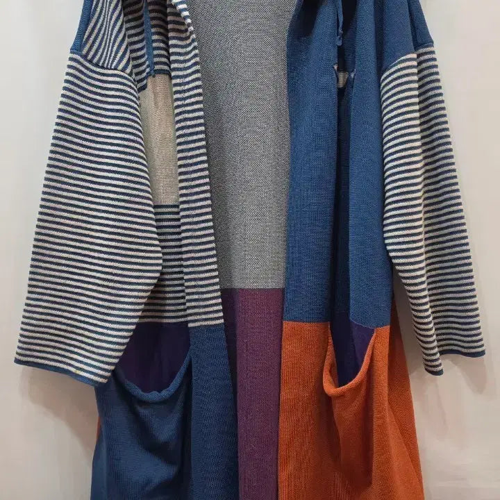 [SOLD OUT] (정품)플리츠플리즈 패치워크 니트 가디건 블루