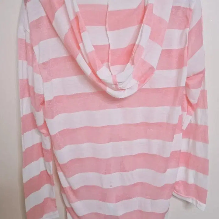 [BUNJANG] Striped Pink Hooded Zip-Up Cardigan / 여름가디건 줄무늬 스트라이프 핑크 후드가디건 후드집업 여름집업 긴팔집업