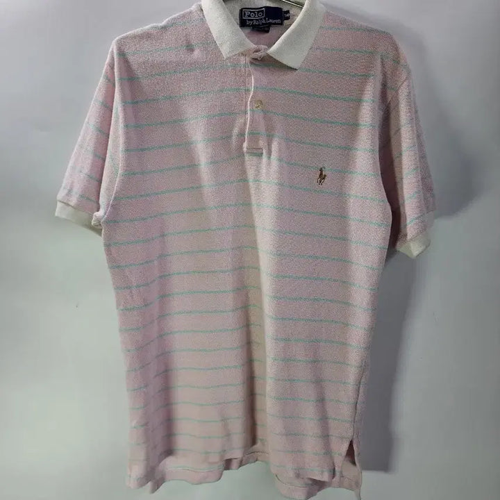 [BUNJANG] Polo Ralph Lauren Pink Stripe Short Sleeve Polo Shirt Size 90 / (90) 폴로랄프로렌 핑크스트라이프 반팔카라티 3.0