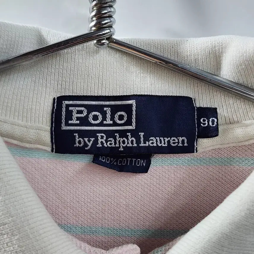 [BUNJANG] Polo Ralph Lauren Pink Stripe Short Sleeve Polo Shirt Size 90 / (90) 폴로랄프로렌 핑크스트라이프 반팔카라티 3.0