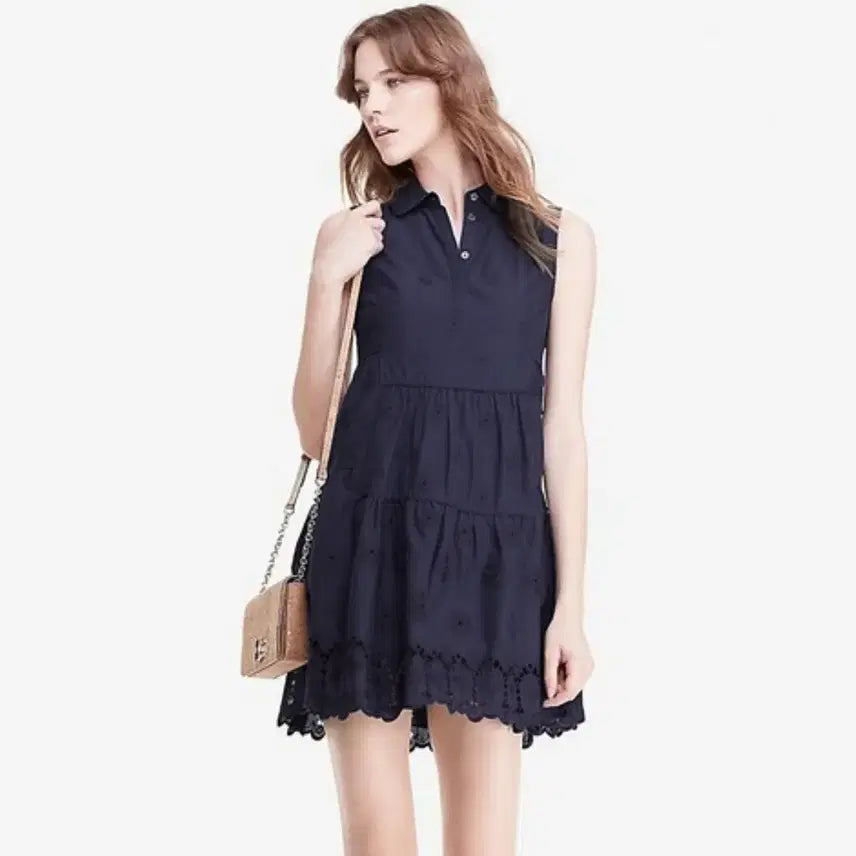 [BUNJANG] Diane von Furstenberg Eyelet Dress Navy / 다이앤본퍼스텐버그(DVF) 아일렛 원피스 44