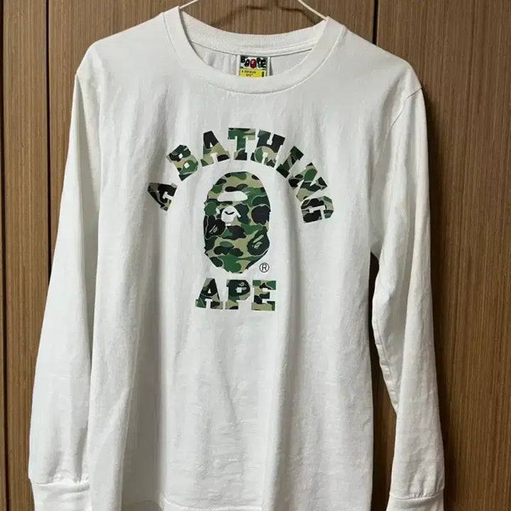 [BUNJANG] BAPE ABC Camo College Long Sleeve T-Shirt White Green / 베이프 ABC 카모 컬리지 롱슬리브 티셔츠 화이트 그린